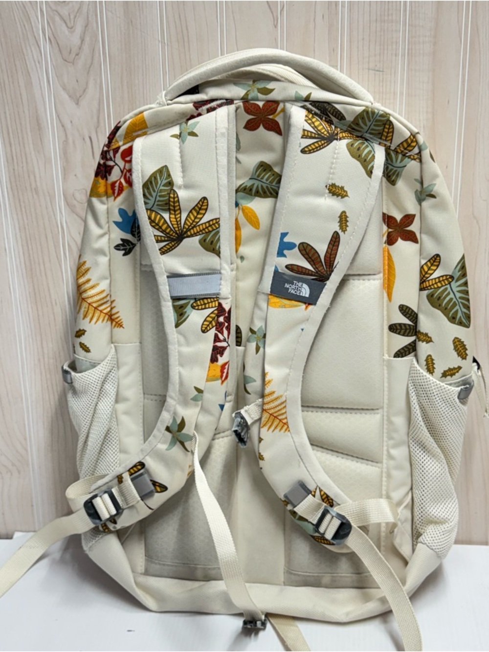 The North Face Women's Cream Floral Print Backpack with Multicolor Leaves - Picture 5 of 5